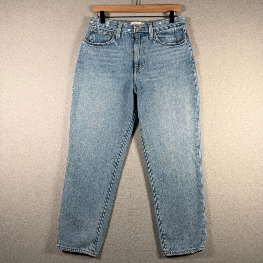 Madewell The Momjean High Rise Tapered Light Wash Denim Jeans K9635 Size 28